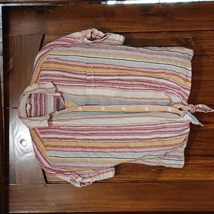 #181. Beachlunch lounge striped tie front shirt size small